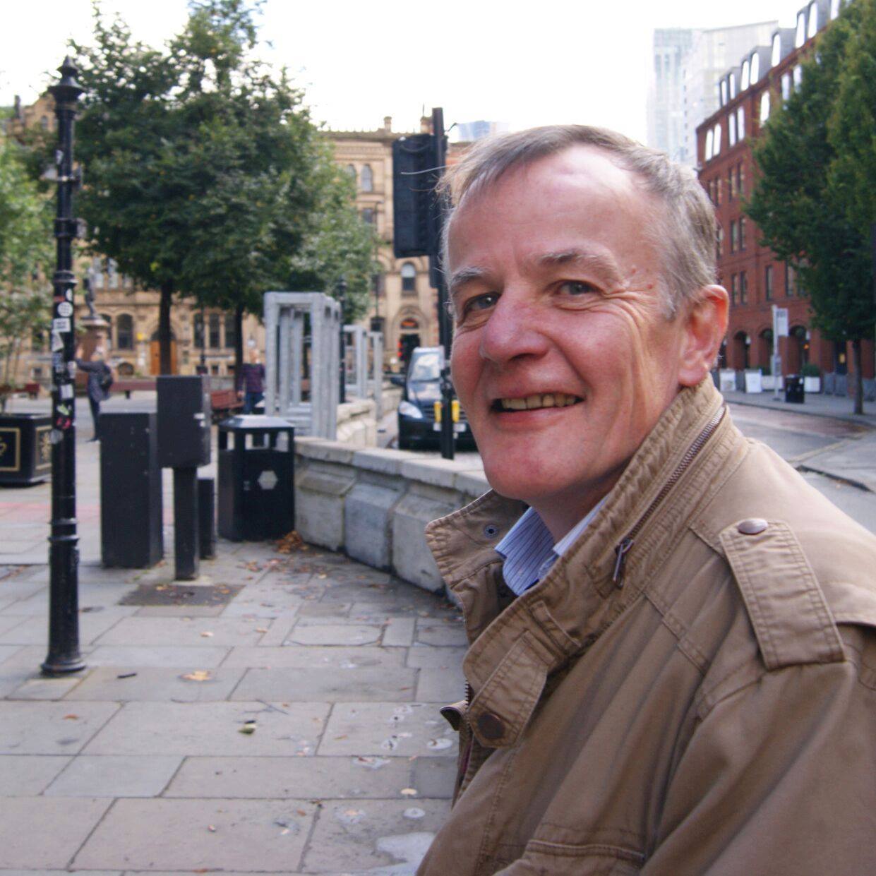 David Jones, Green Party Candidate, in Albert Square, Manchester